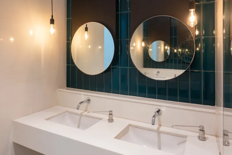 Public toilet, restroom in restaurant